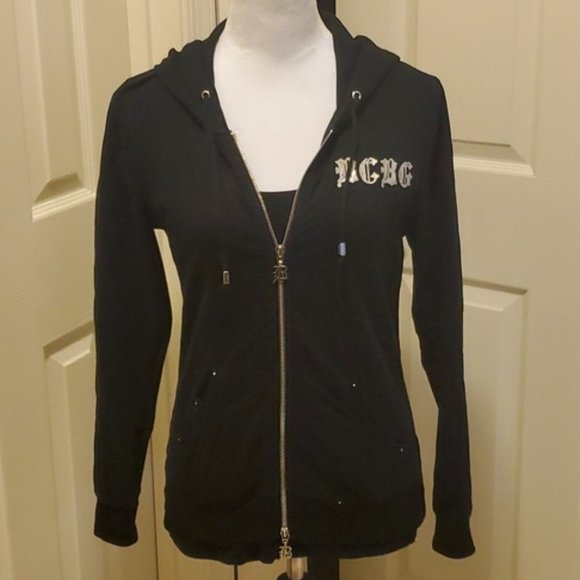 BCBGMaxAzria Tops - BCBG MaxAzria Women's black zip-up ANGEL WINGS Hoodie. Size M.